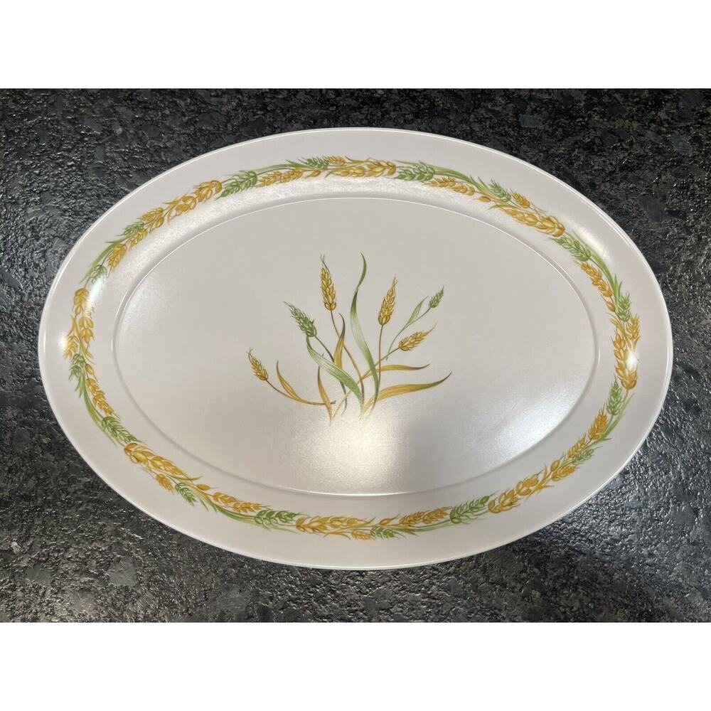 Vtg Brookpark 1521 Melamine Wheat Autumn Fall Thanksgiving Turkey Platter 21x15